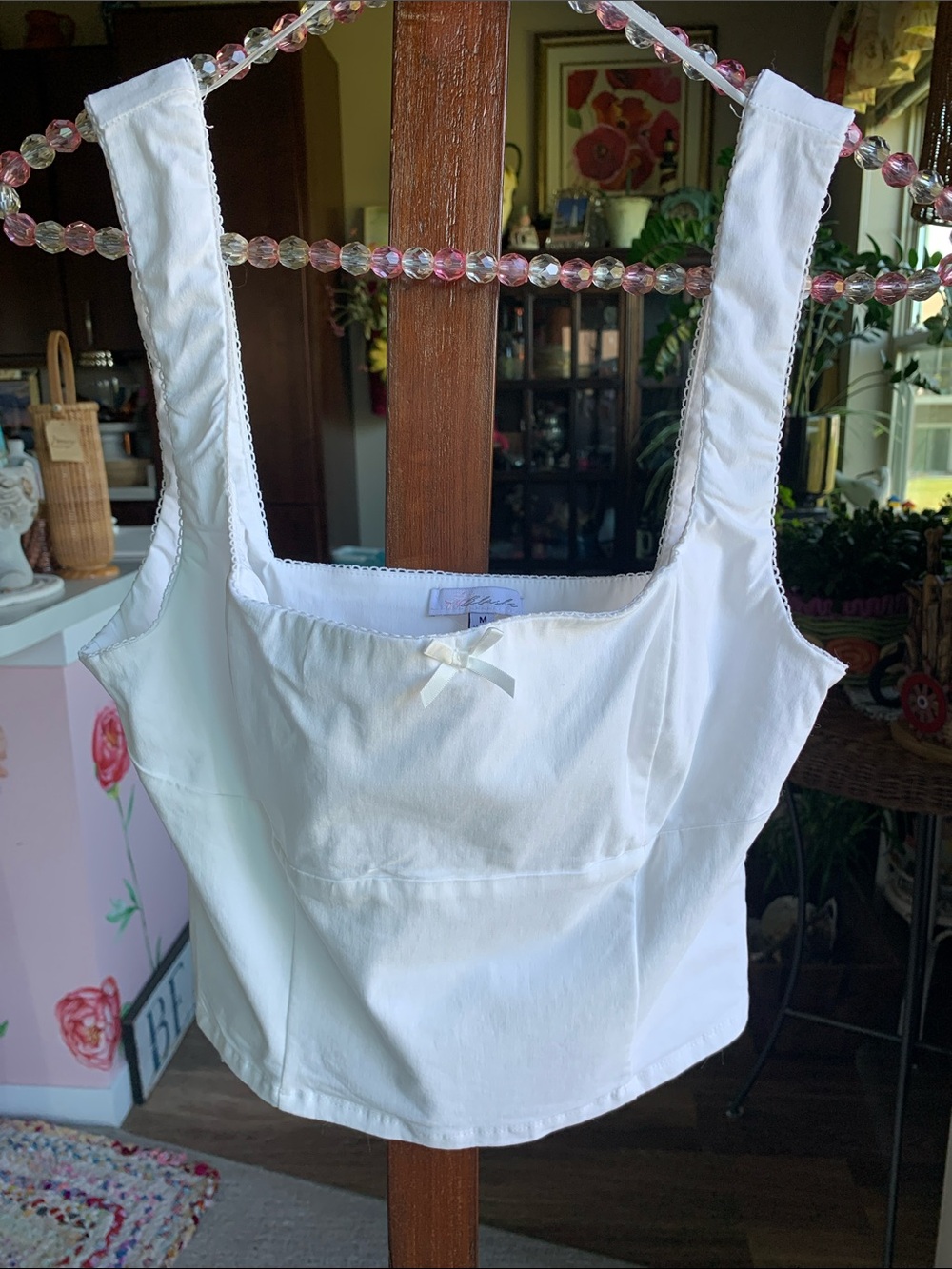 Blashe white coquette-style corset crop top. Size M